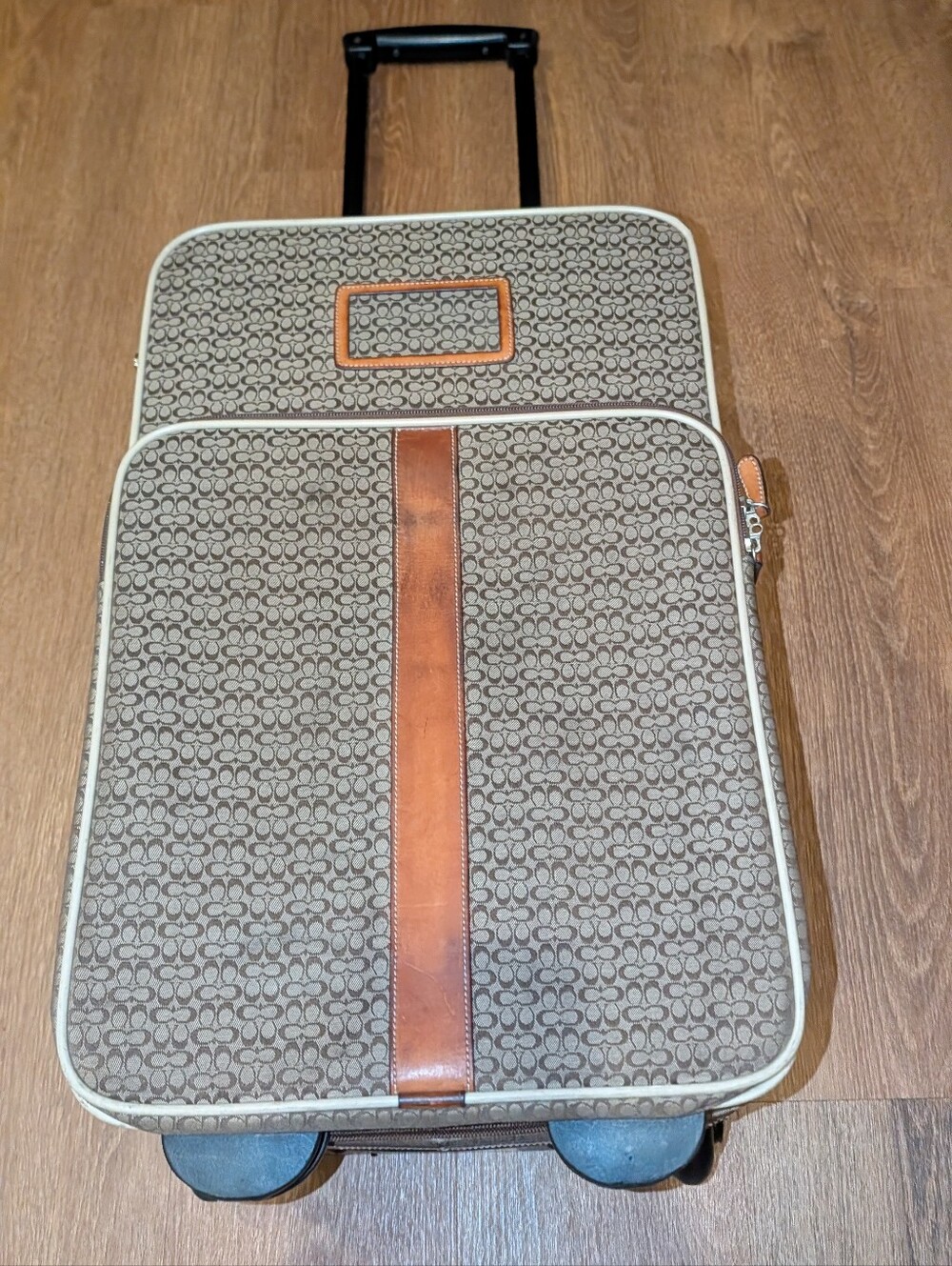 Coach Rolling Suitcase Leather Canvas Carry On Brown F05421 Fair Condition